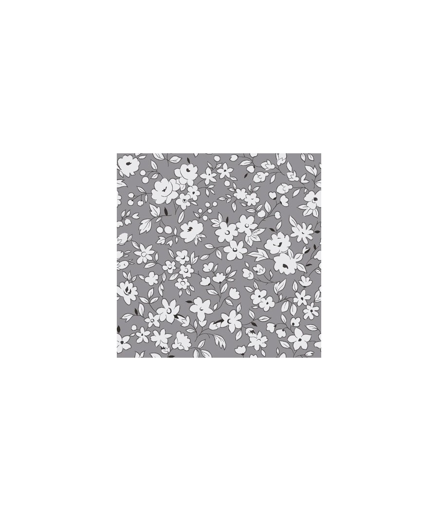 Tissu coton petites fleurs Léonie gris-blanc oeko-tex