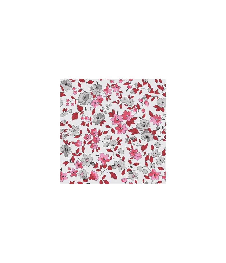 Tissu coton petites fleurs Léonie blanc-rose oeko-tex