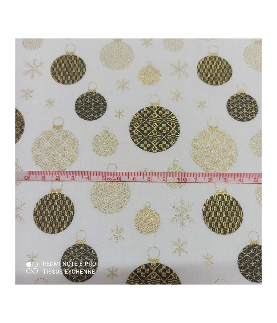 Coton Noel Boule blanc doré