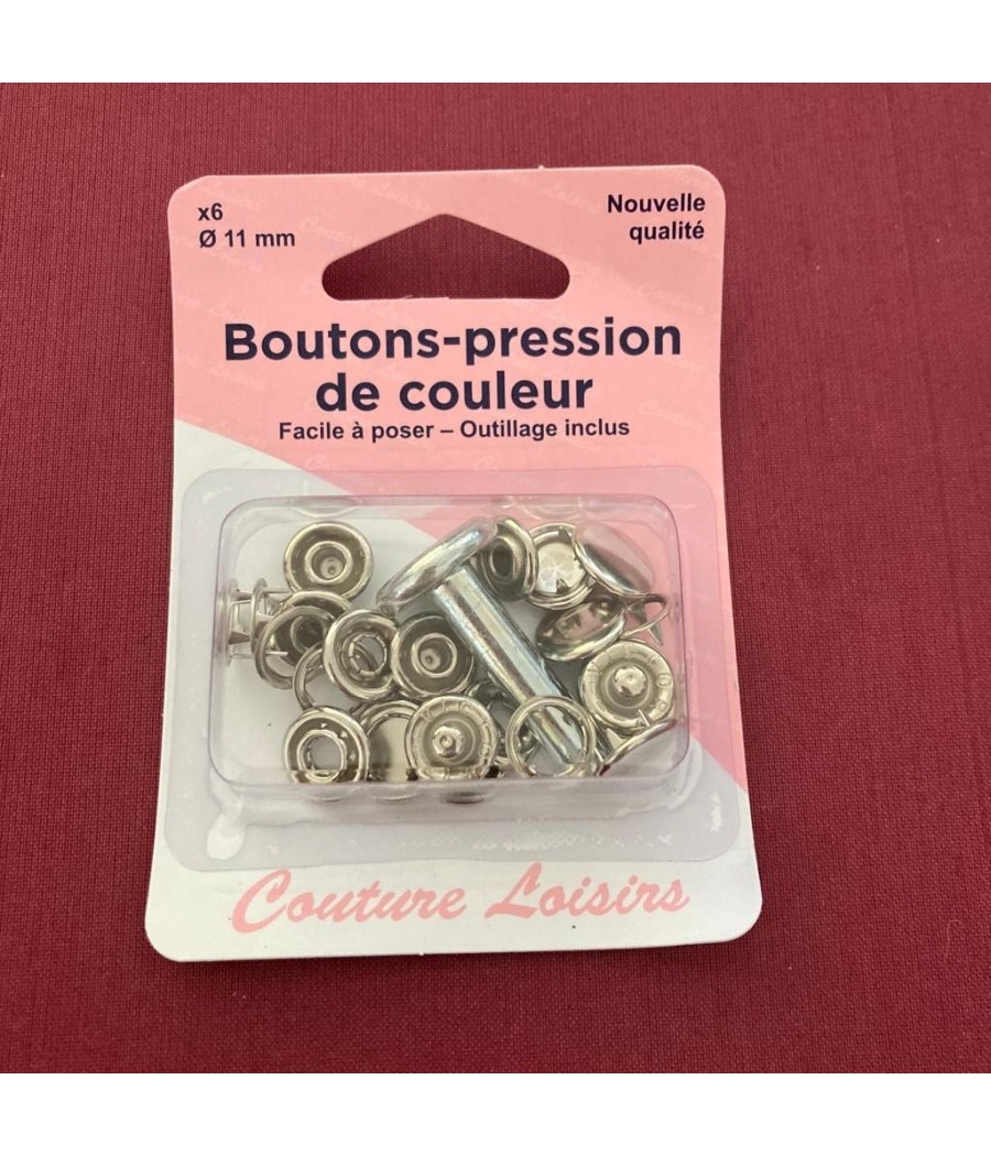 Bouton pression métal - 11mm - argent