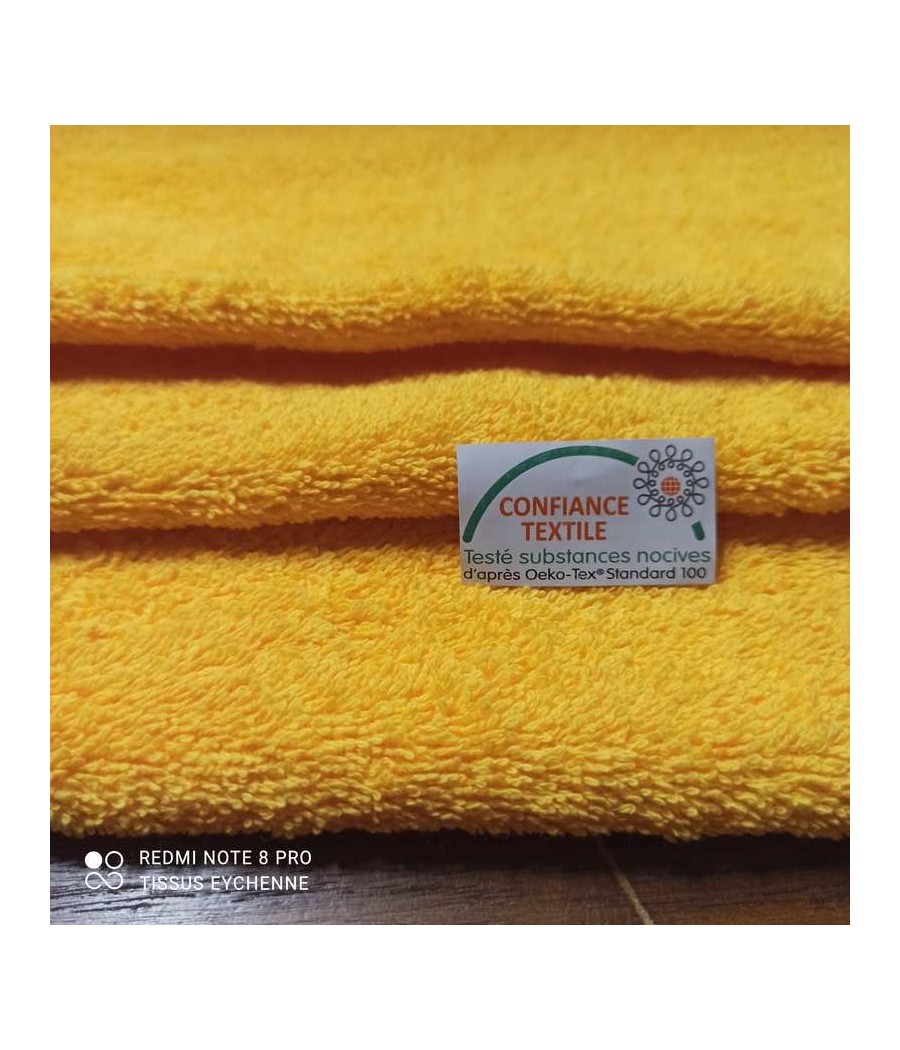 Tissu éponge coton - 480gr - oekotex - Jaune Citrus