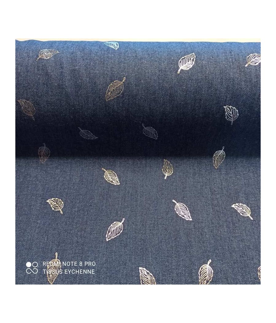 Popeline jeans souple -...