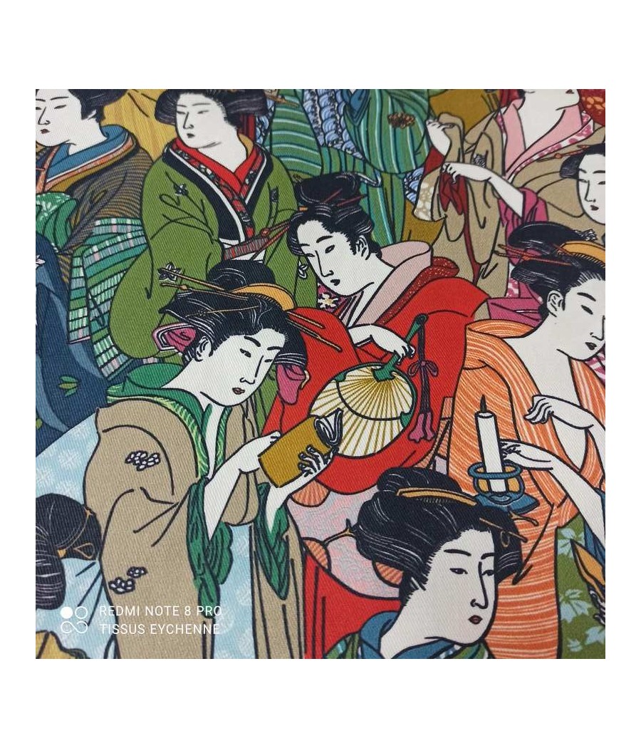 Tissu Gabardine coton - Geisha keiko - oekotex - multicolore