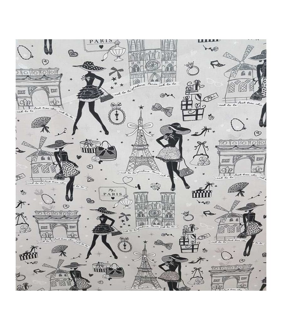 Coupon - Coton Paris - 50x50cm - gris