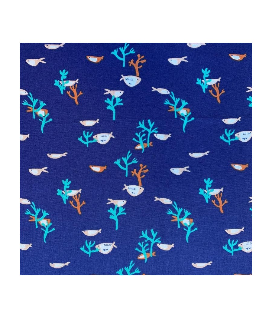 Tissu cretonne - Poisson Lilo - Oekotex - bleu