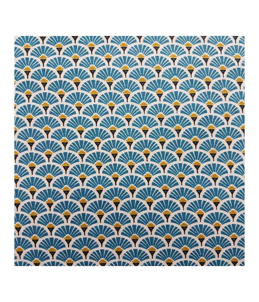 Tissu coton éventail Oeko-tex bleu