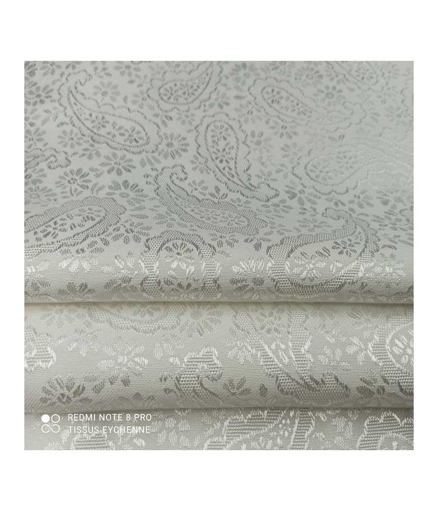 Tissu polycoton - largeur 1m90 - Cachemire - satiné - Blanc