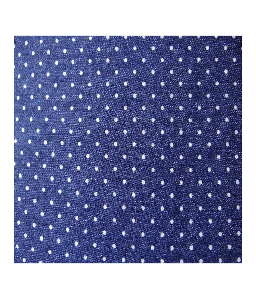 Tissu Jeans - extensible - pois blancs