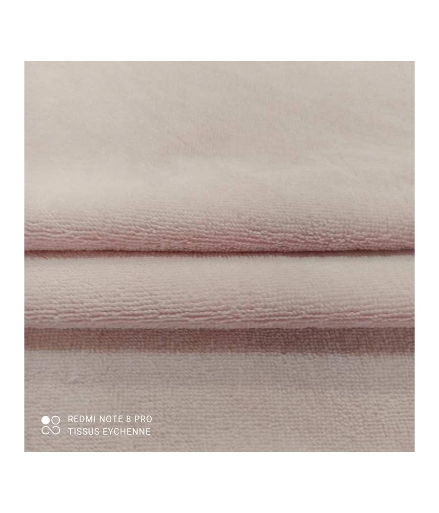 Tissu éponge BAMBOU doudou- Oekotex - Rose pâle