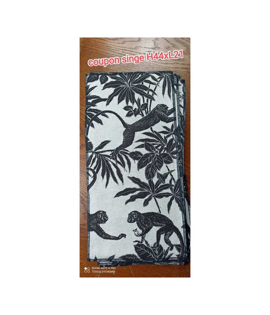 Coupon Demi natté - Singe Noir +/- 43x20cm