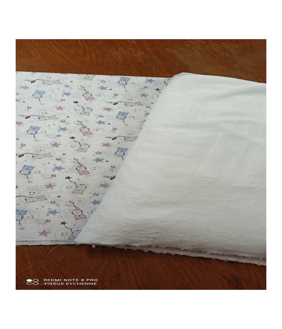 Box 5 - tissu DUO - doudou+coton chouette - 1mx1m50