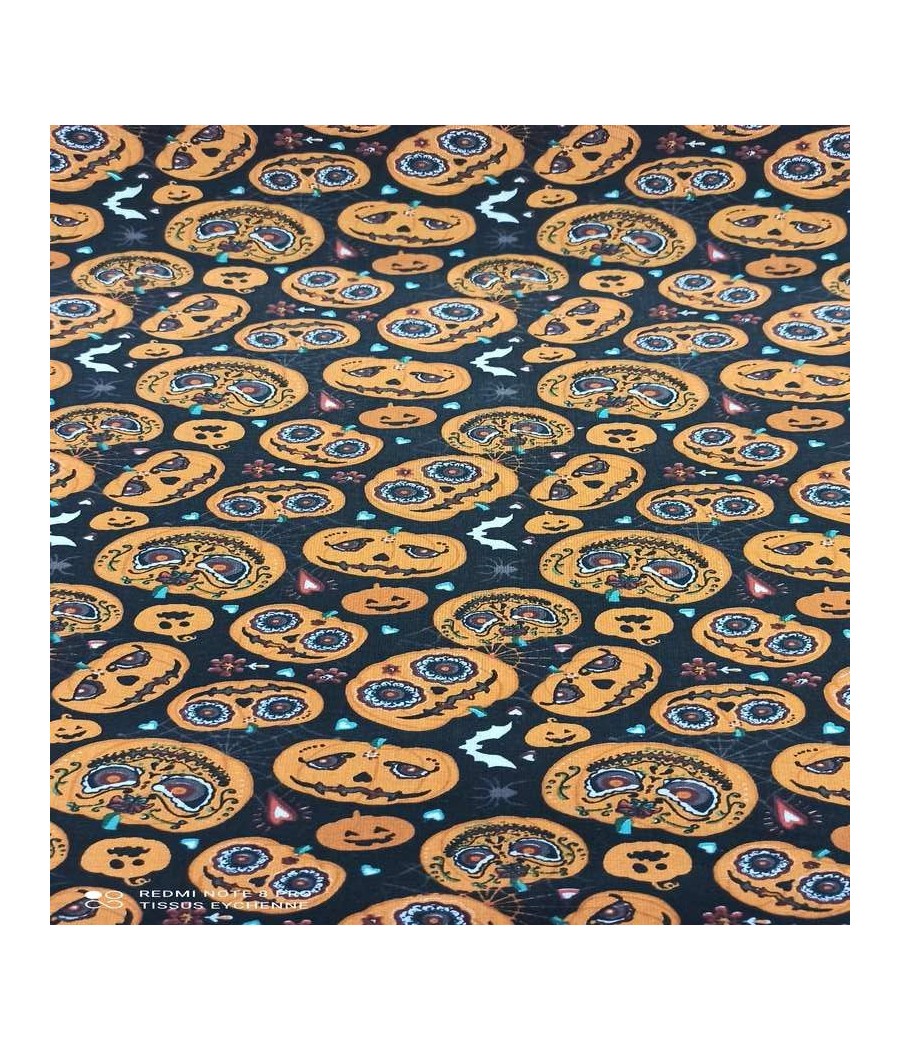 Tissu coton - Citrouille d'...