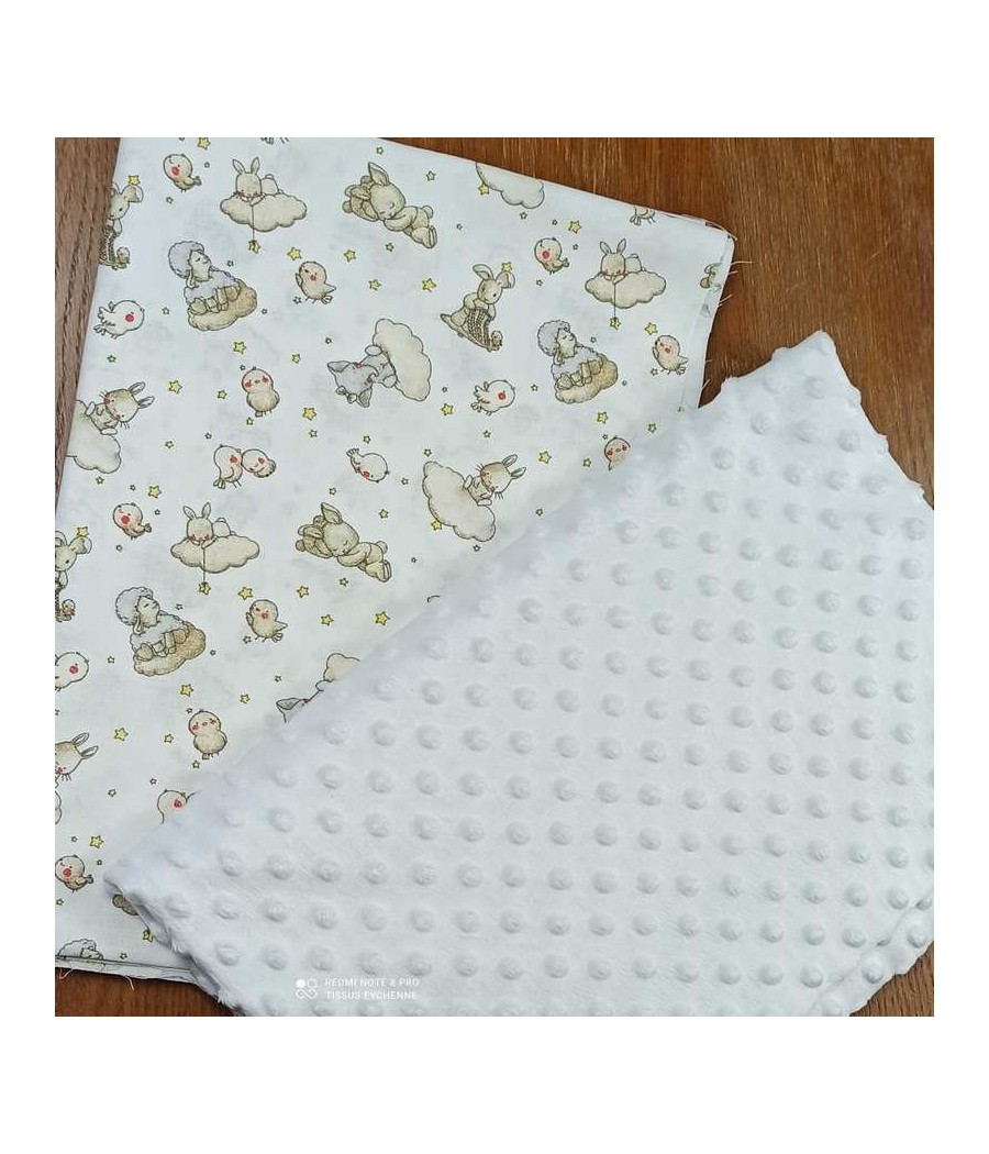 Box 8 - tissu DUO - minky+coton lapin - 50cmx1m50