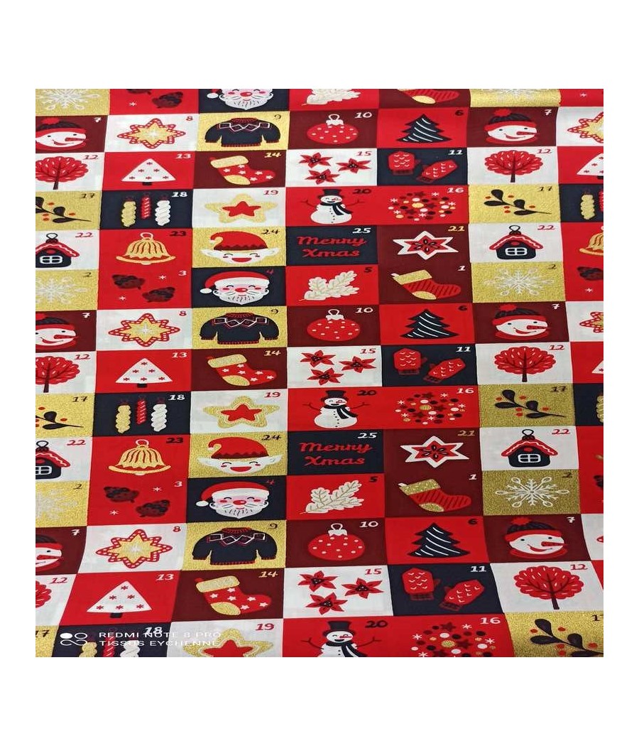 Coton Noel Patch Rouge doré