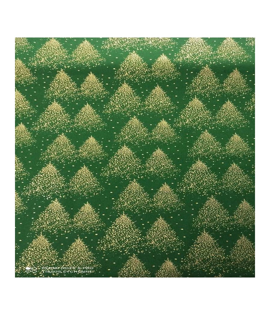 Coton Noel Sapin Vert Doré