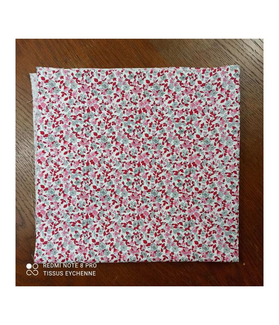 Coupon coton - Léonie blanc rose - 50x50cm