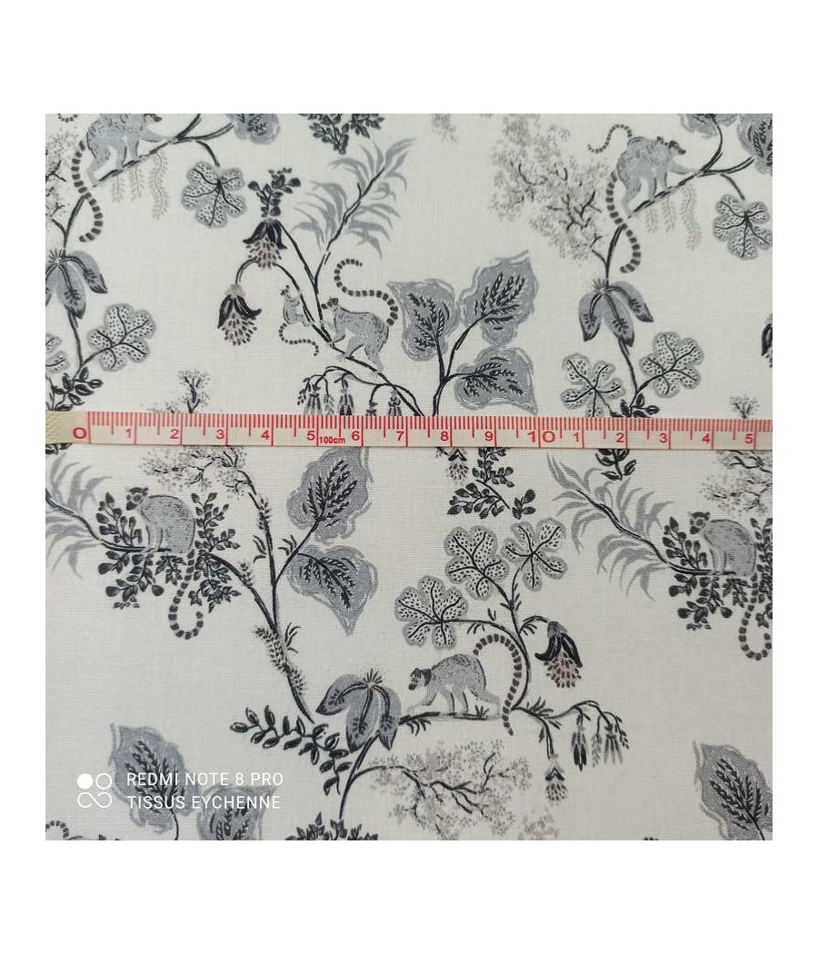 Tissu popeline de coton - Singe Akela - blanc