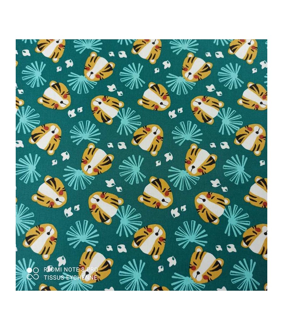 Tissu coton - Tête Tigre...