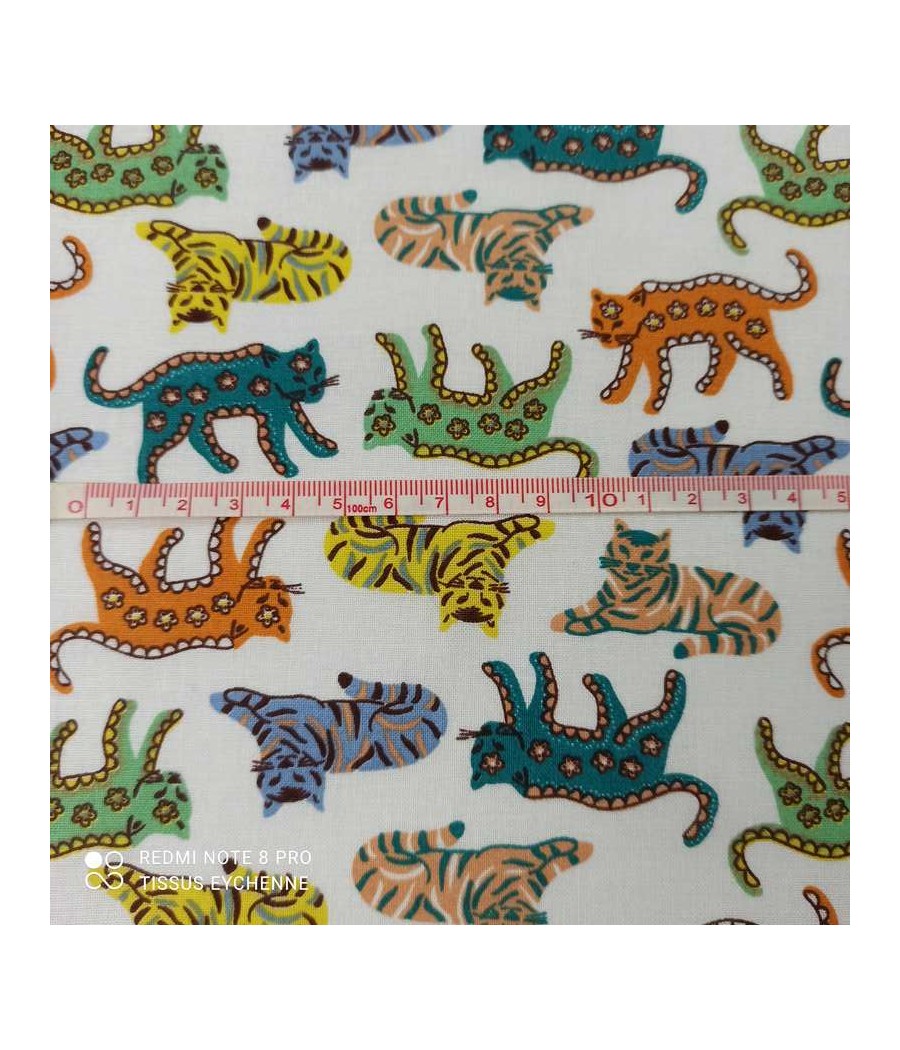 Tissu coton - Félin Rajah -...