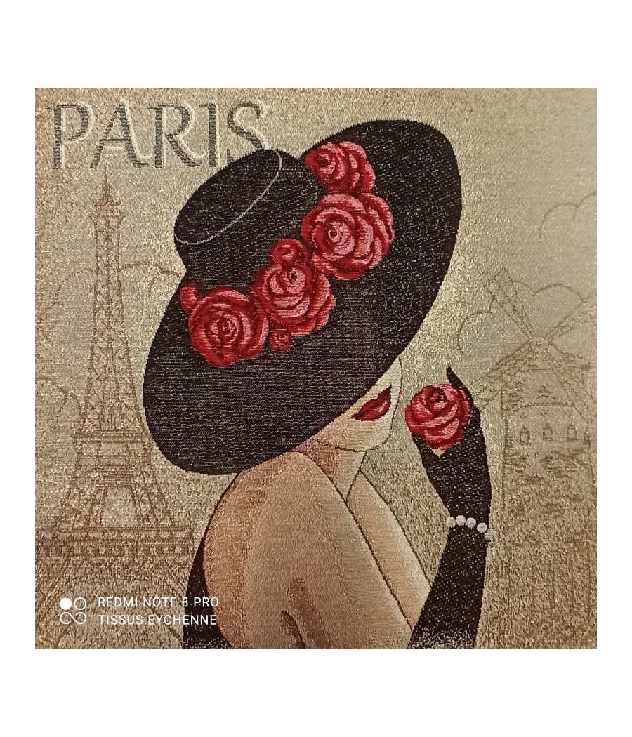 Carré jacquard - 47x47 - dame de Paris - brillant doré - finition point Bourdon