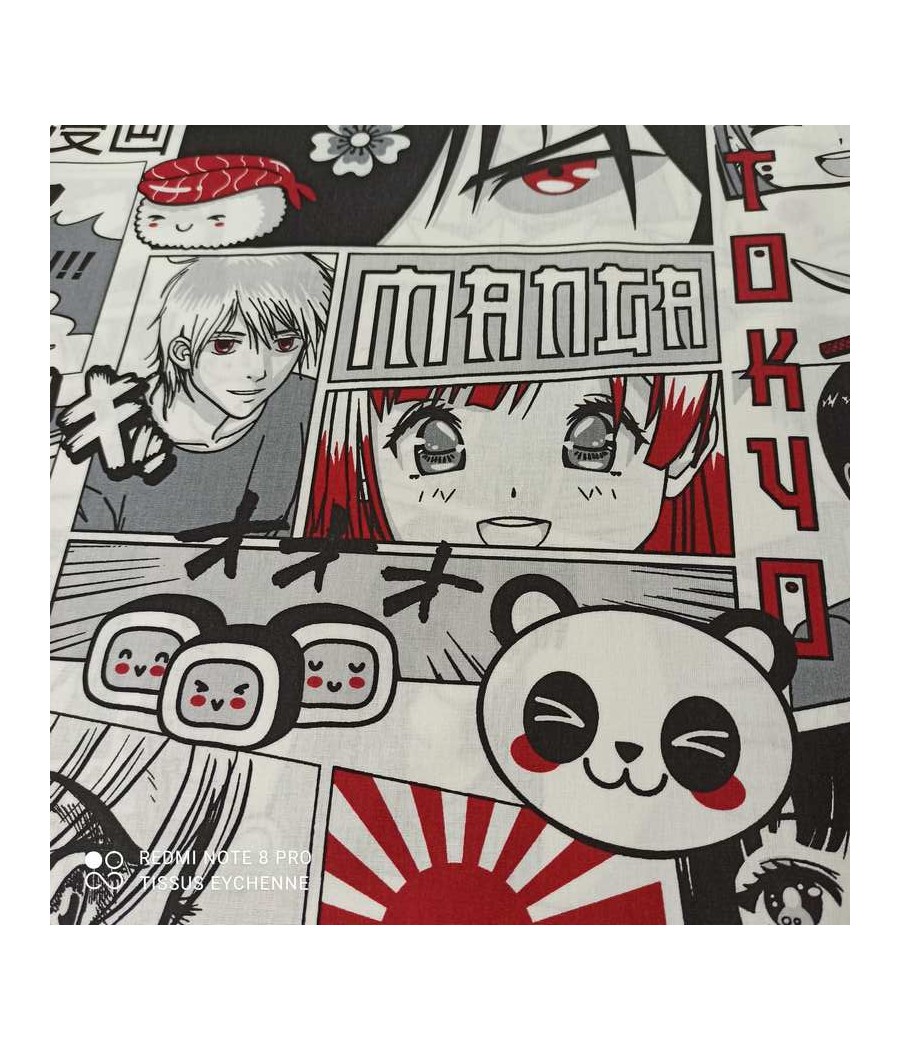 Disponible en magasin à Launaguet - Tissu MANGA - 2m80 - rouge