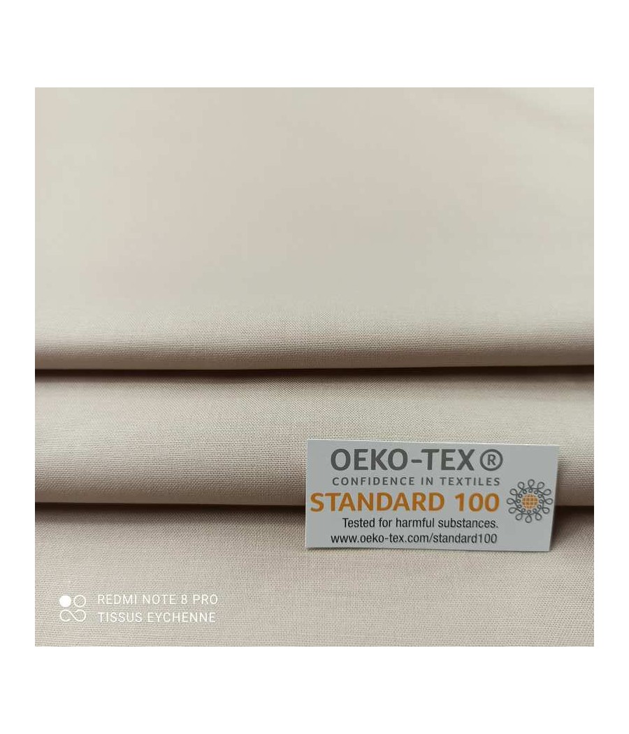 Tissu coton Oekotex - 1m50 - beige galet