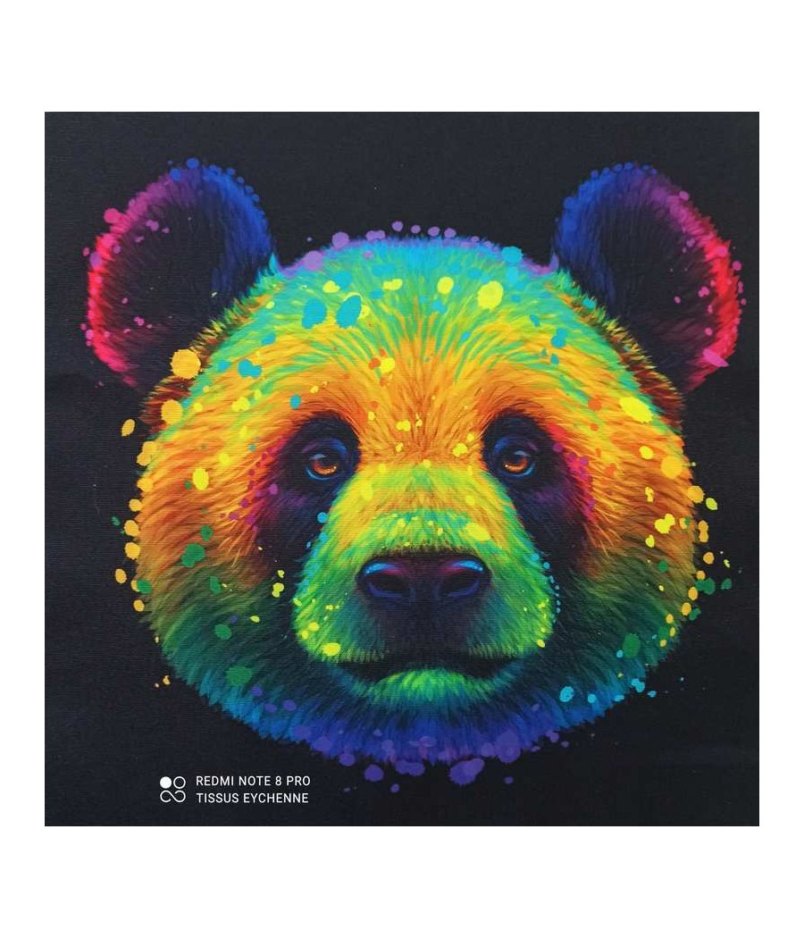 Carré bachette 46x46 - Panda multicolore - finition point bourdon