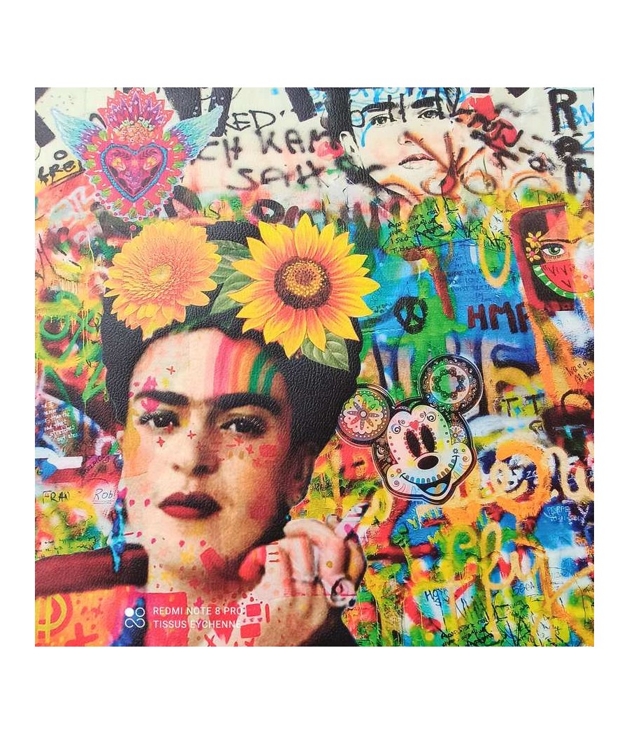 Carré Simili Cuir - 44x44cm - Frida Kahlo