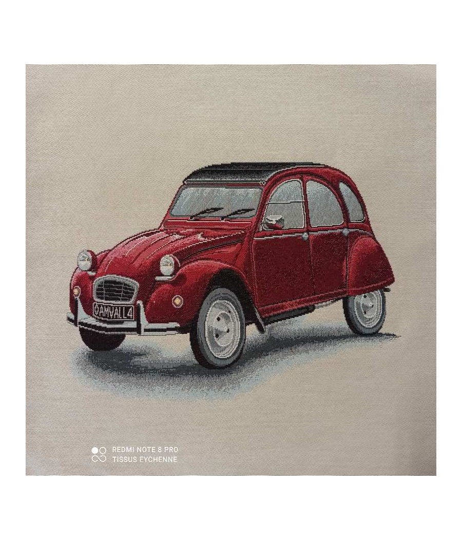 Carré jacquard - 47x47 - 2 CV rouge - finition point bourdon