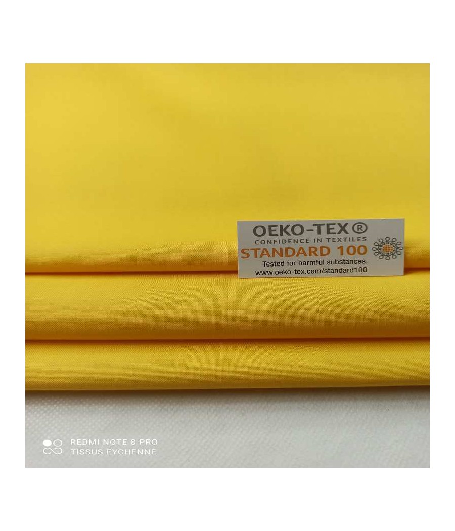 Tissu coton - 1m50 - Oekotex - jaune soleil moyen