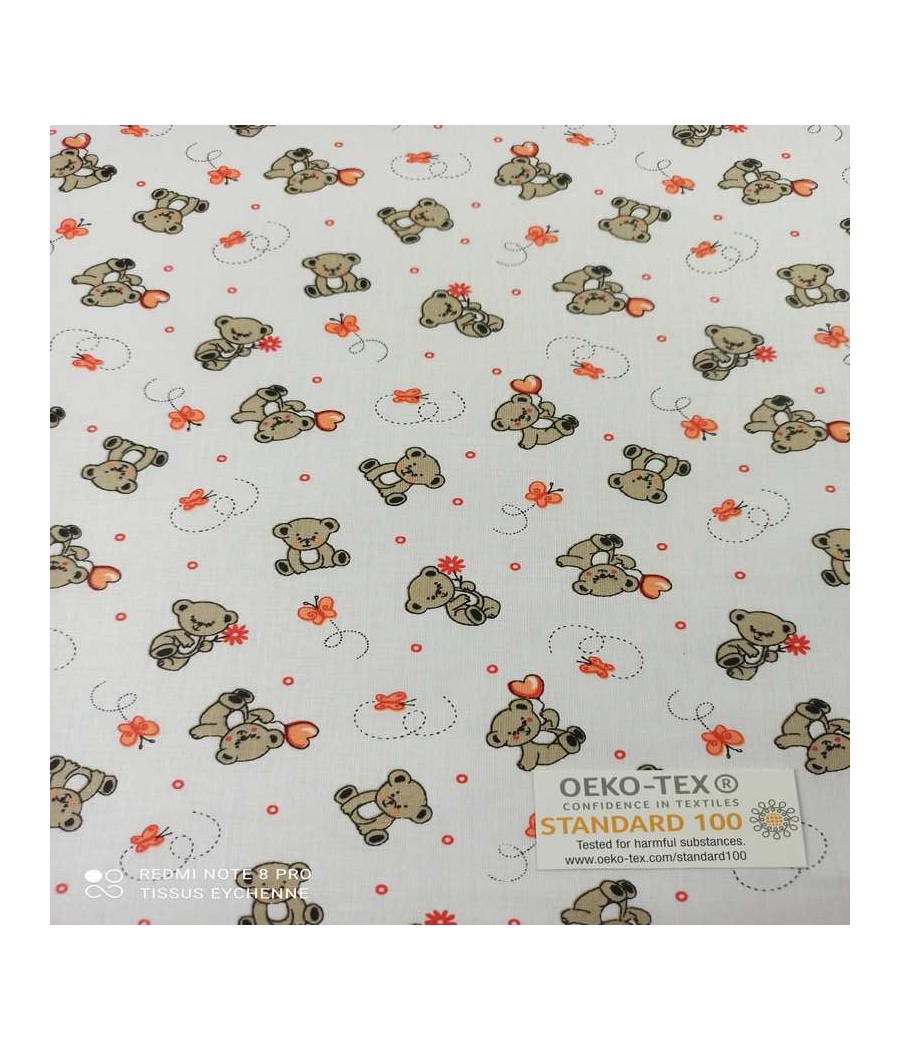 Tissu coton - Ourson Bouba...