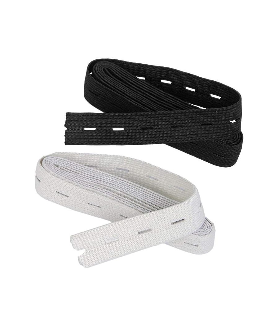 Élastique à trou - plat - ceinture - 20mm - blanc ou noir