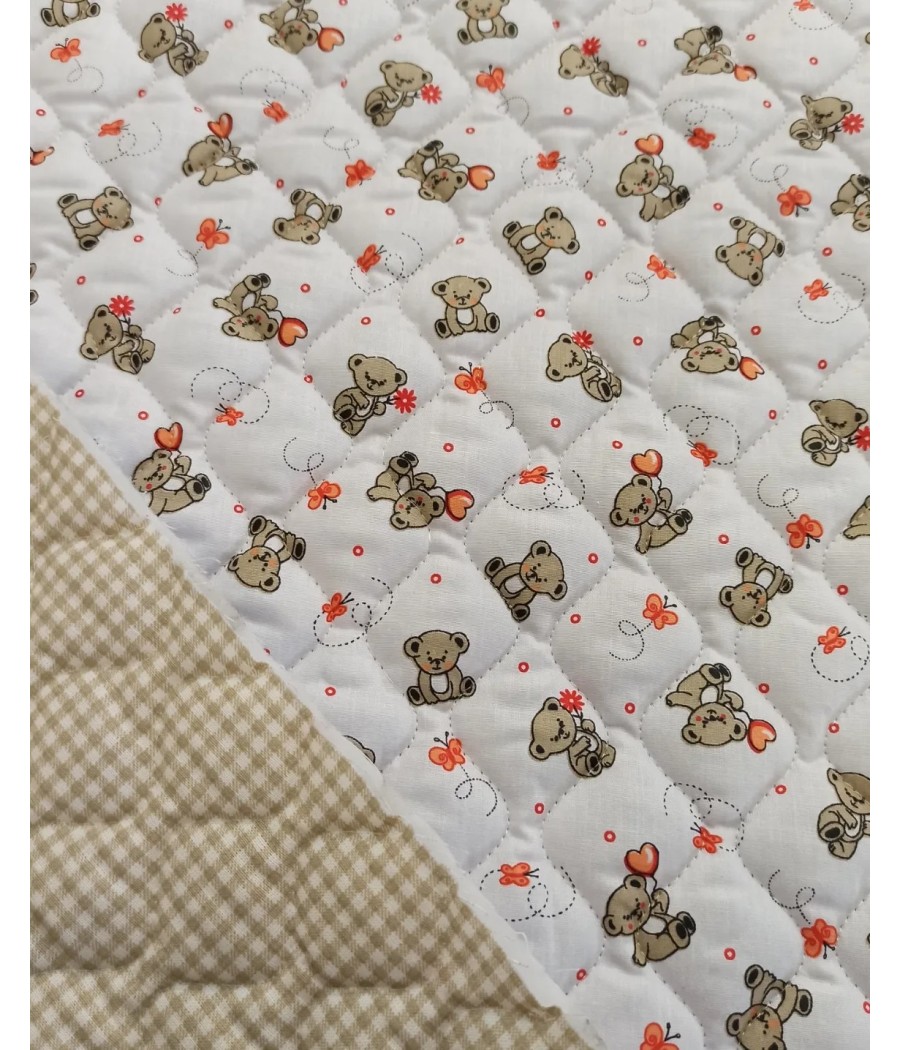 Tissu coton matelassé - double face - Oekotex - ourson Bouba