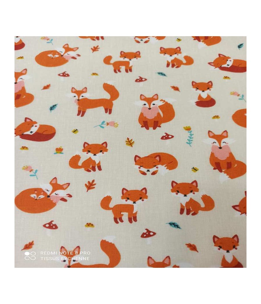 Tissu coton - Petite Crapule Renard - Oekotex - Roux