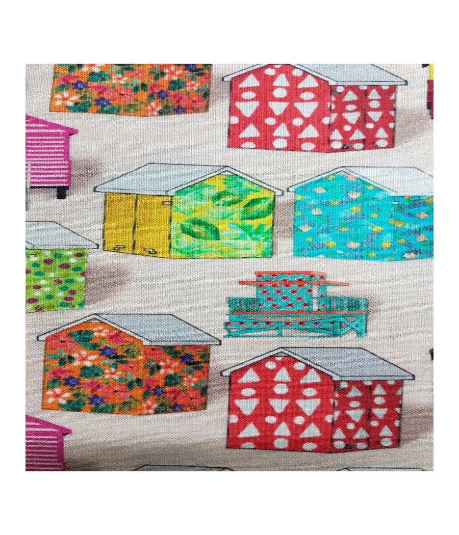 Tissu coton - cabanes de...