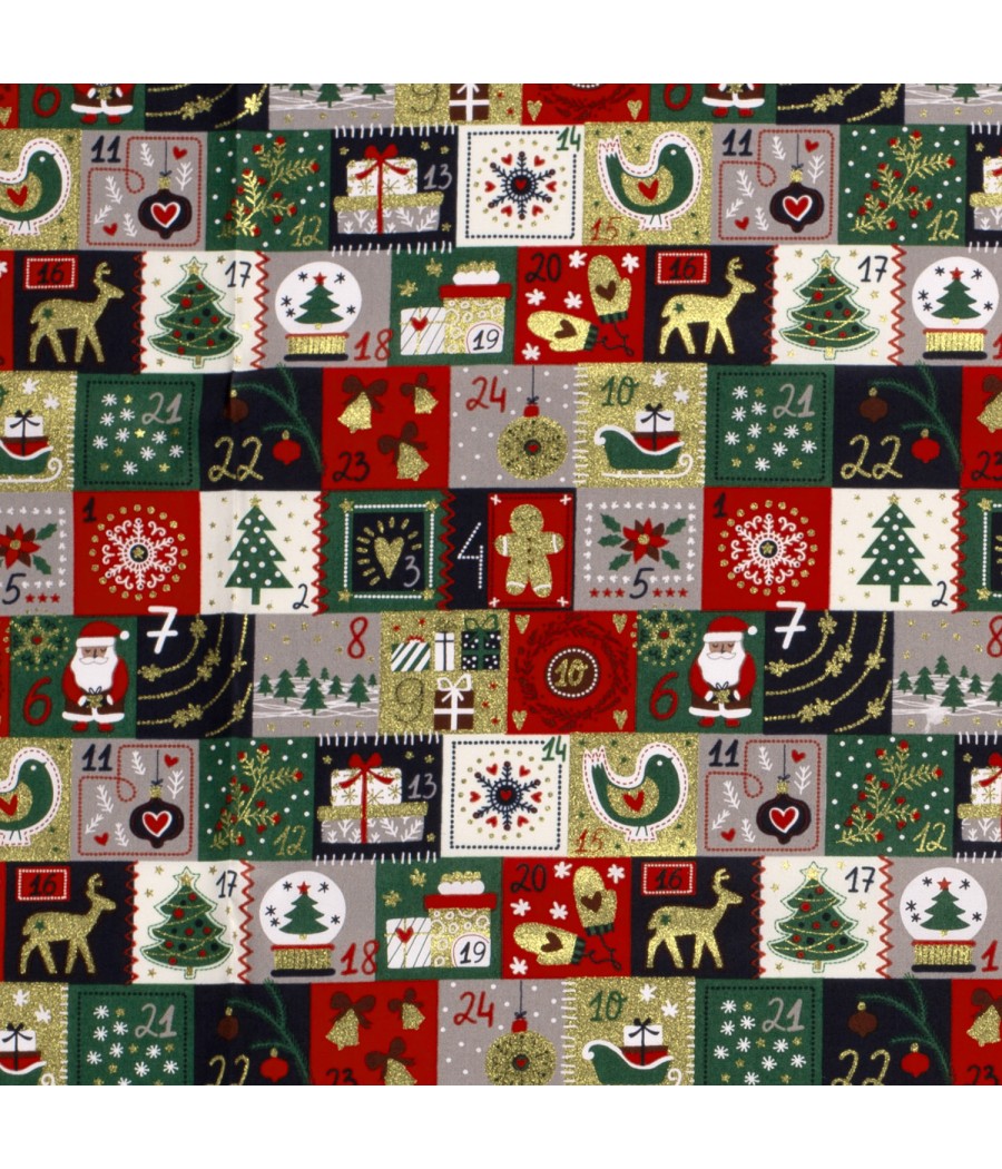 Coton Noel calendrier Doré