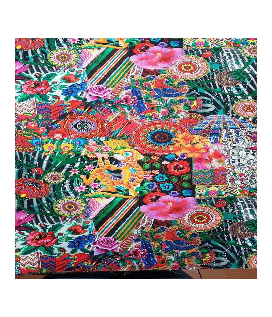 Tissu coton demi natté - Zoya - multicolore