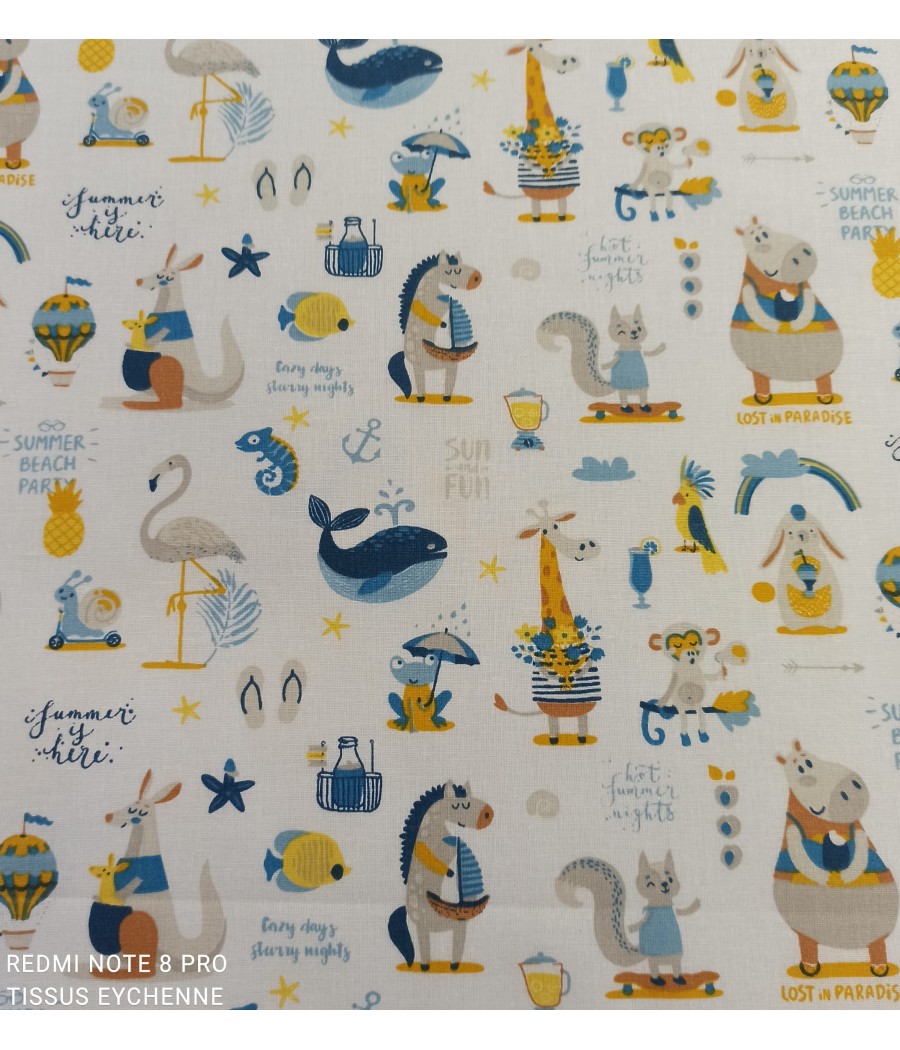 Tissu coton - Animaux Sun -...