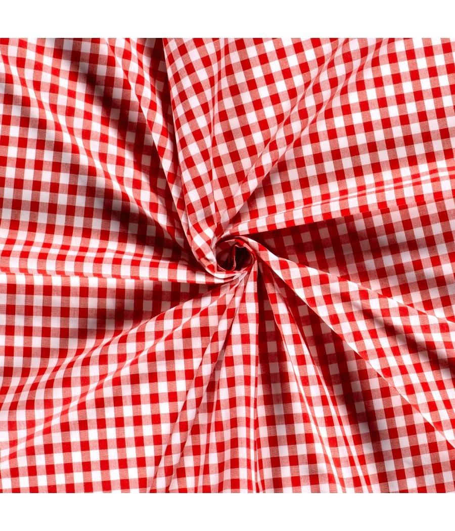 Coton Vichy 10mm rouge