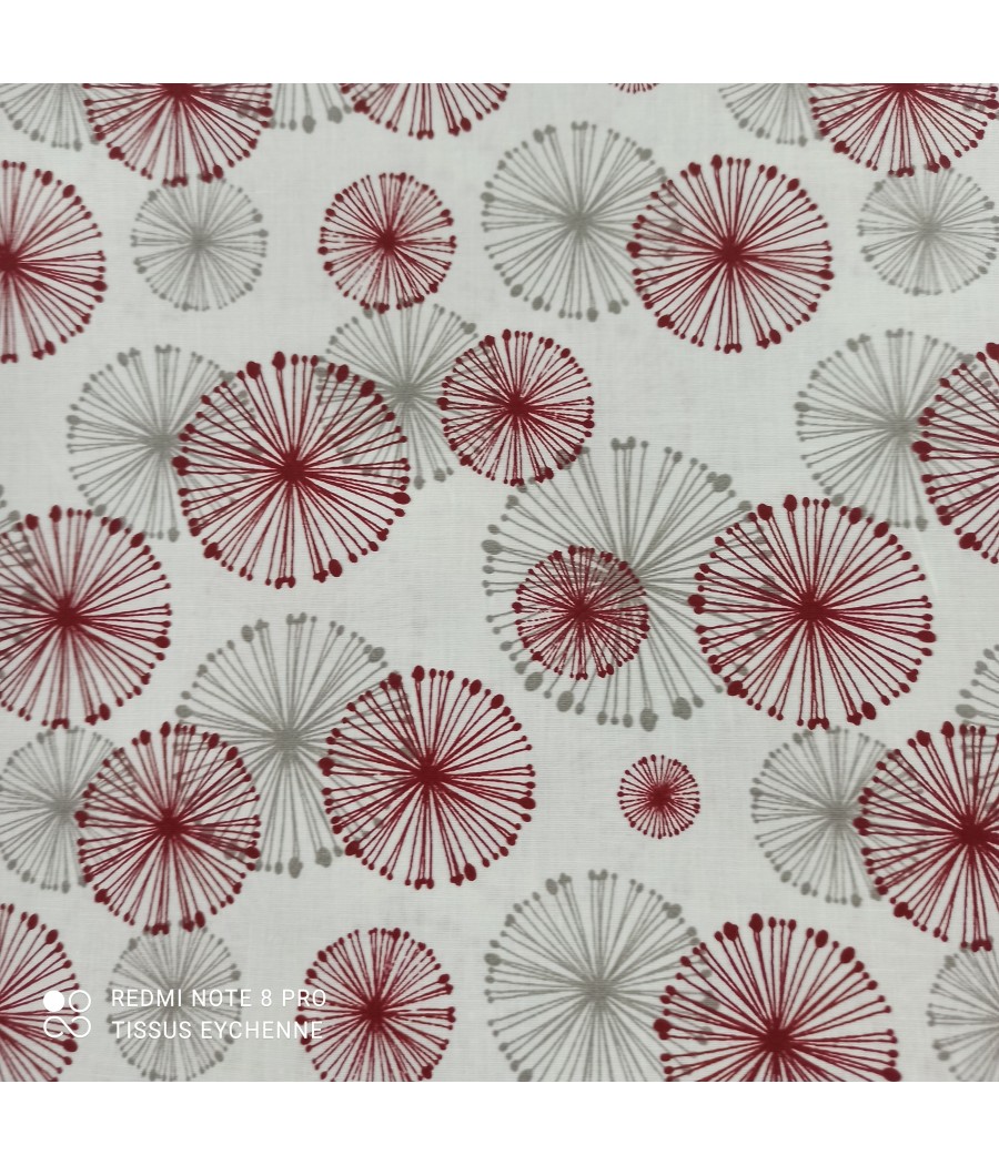 Tissu coton cercle - largeur 2m80 - bordeaux