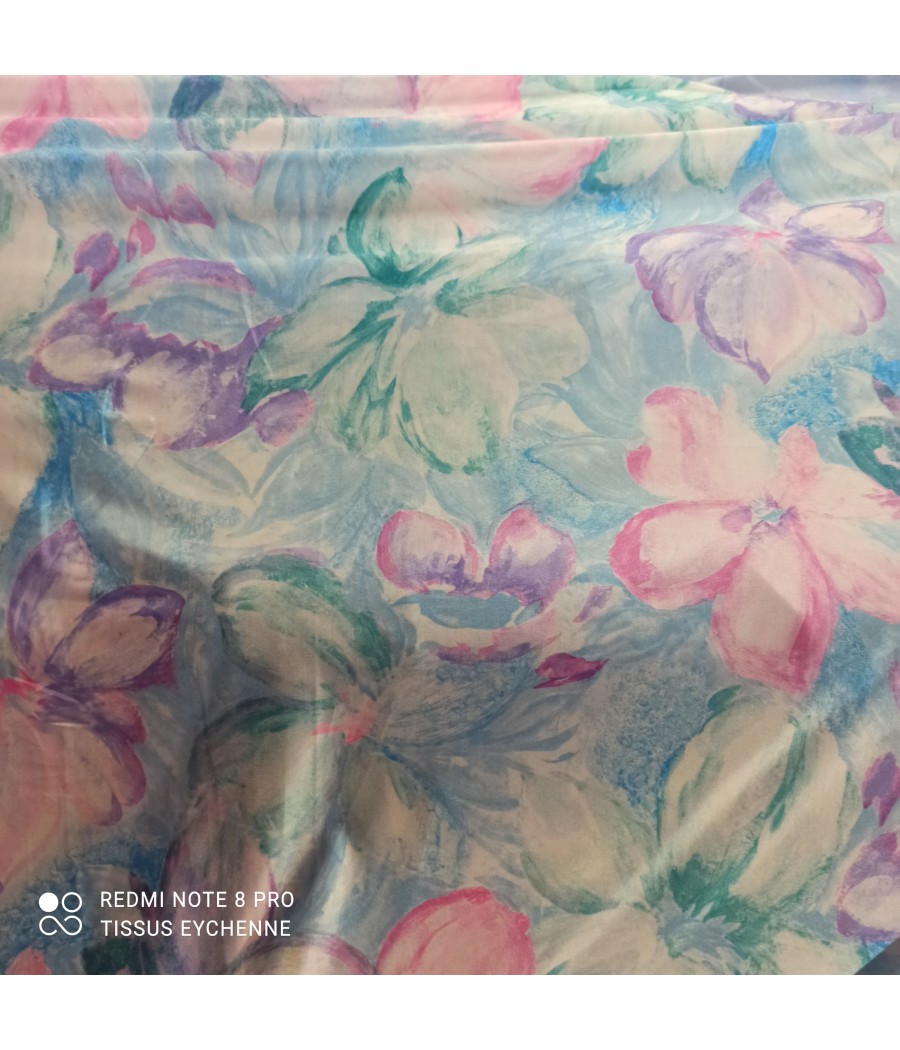 Tissu jersey fleur bleu à 4,90€/m
