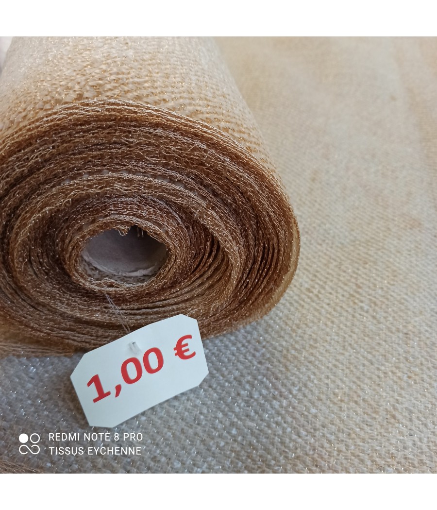 Tissu Aspect rafia beige et...