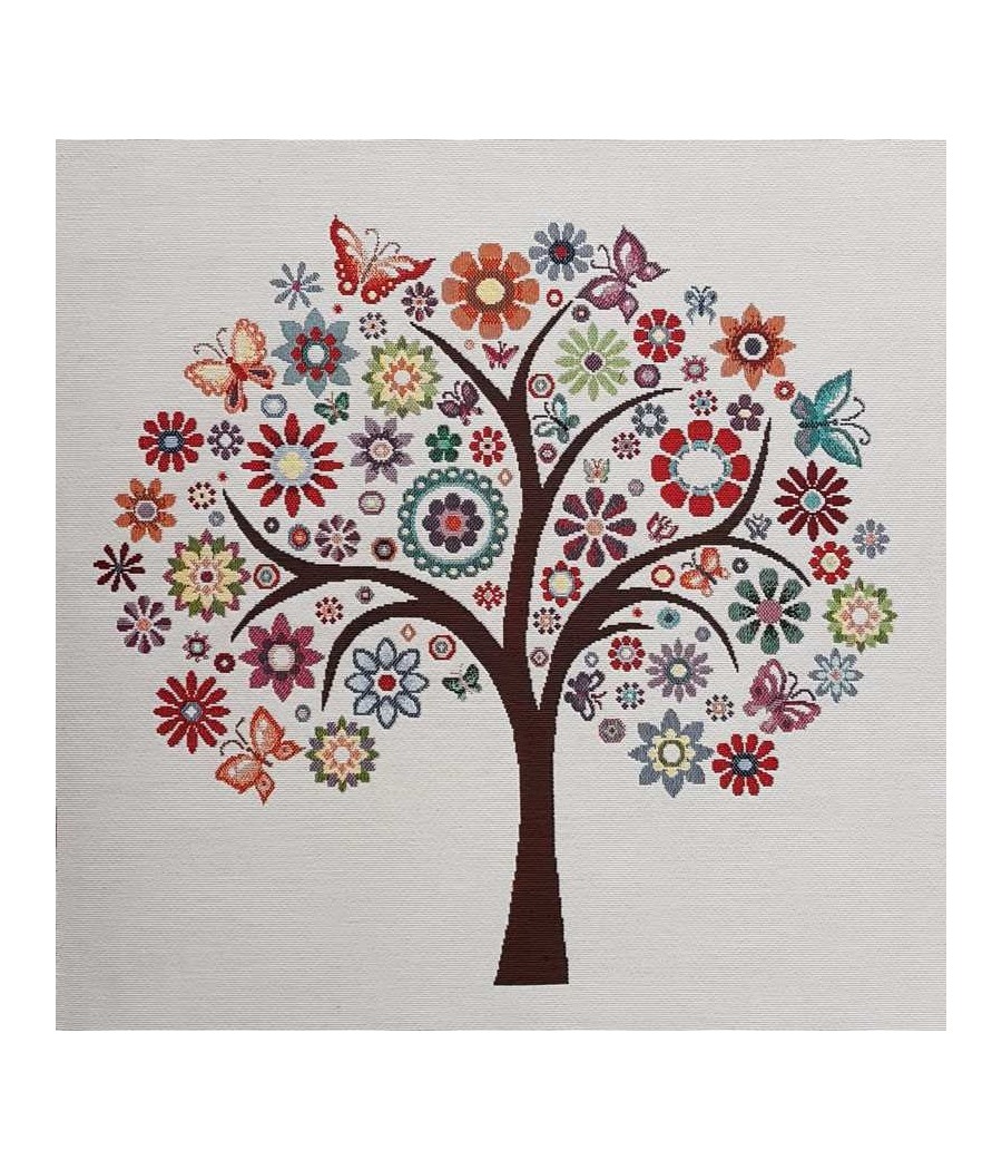 Carré jacquard - 47x47 - Arbre de vie - finition point bourdon