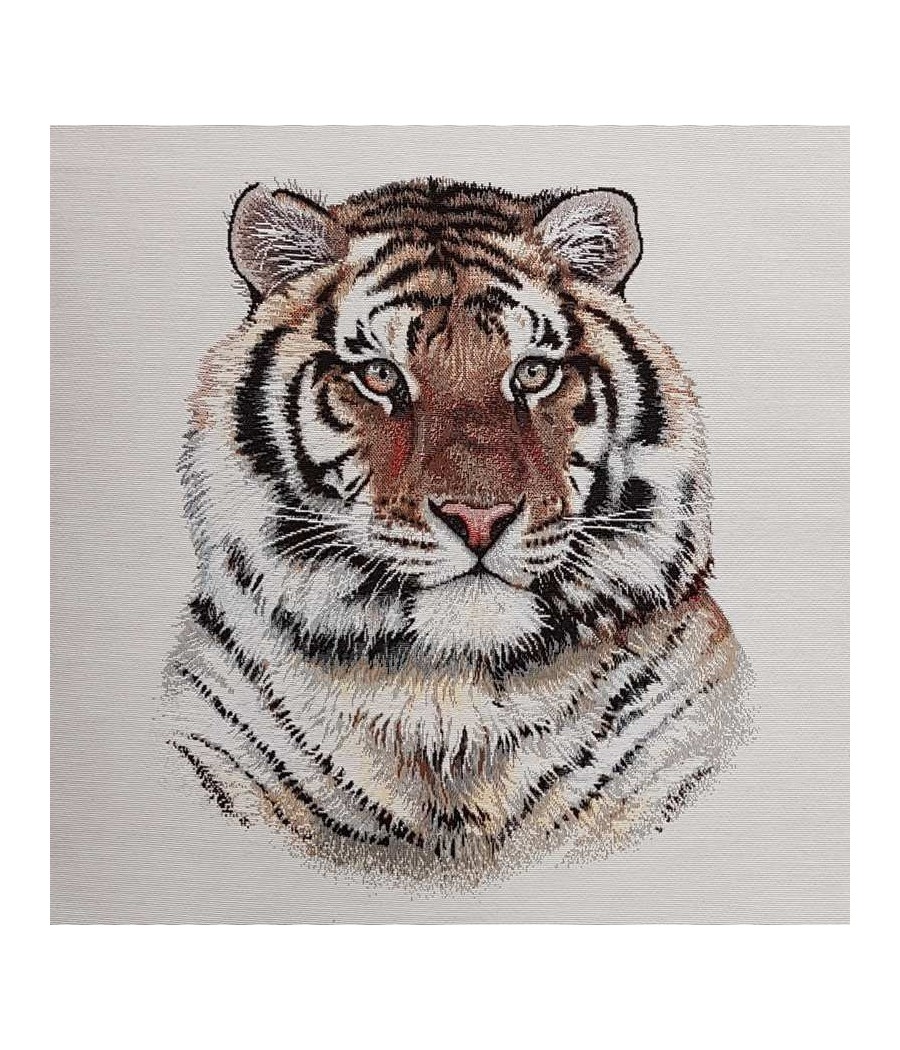 Carré jacquard - 45x45cm - Tigre - Finition point bourdon