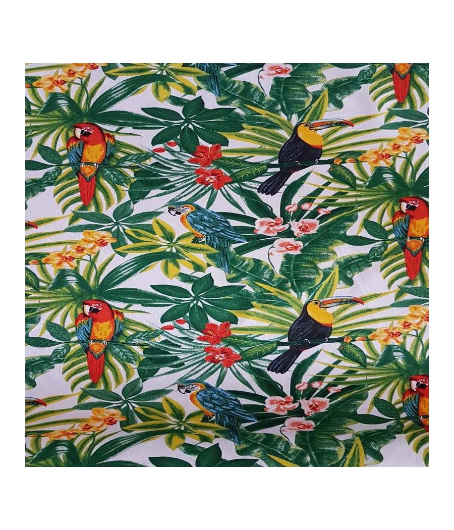 Coton ameublement Perroquet Toucan feuille verte