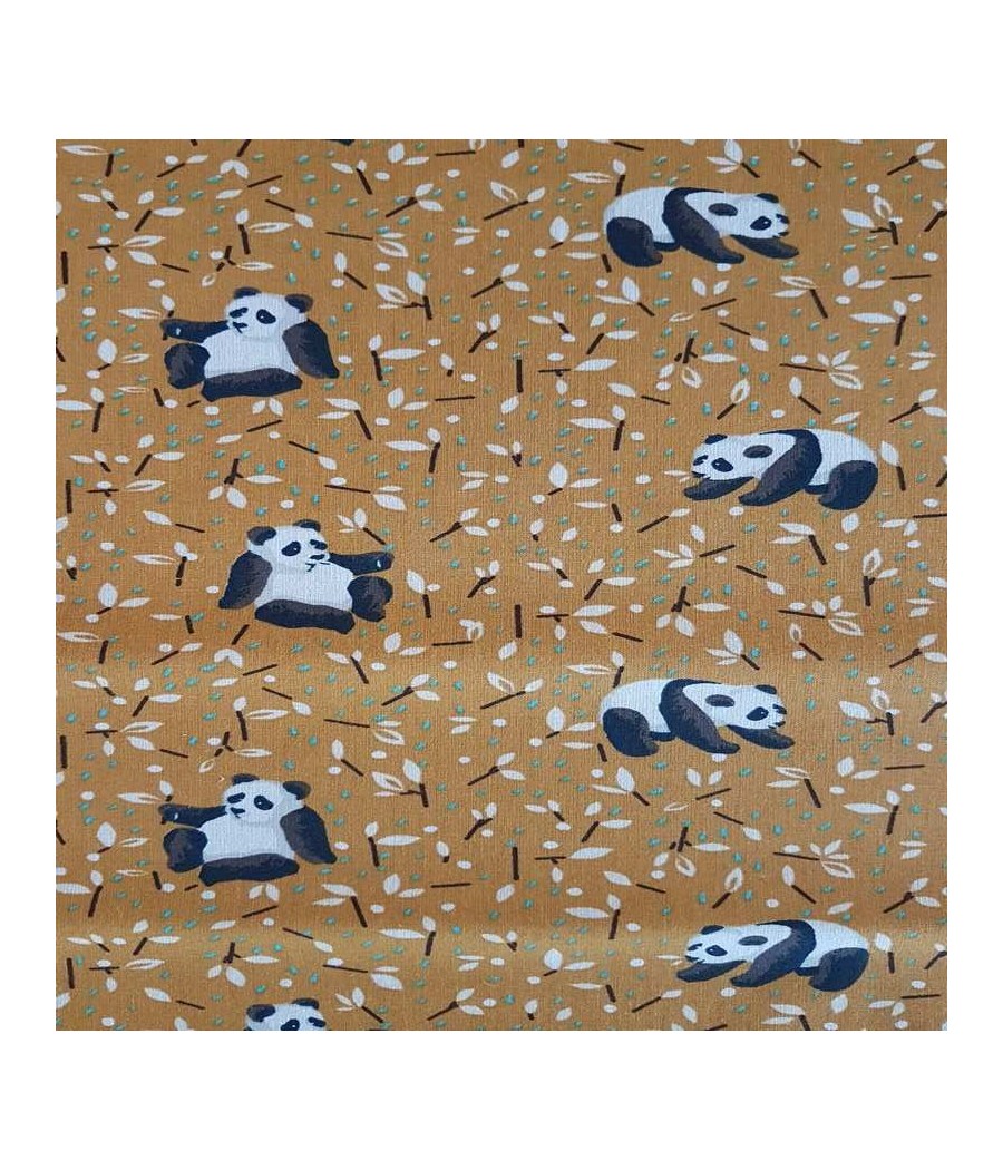 Tissu coton - Panda - moutarde