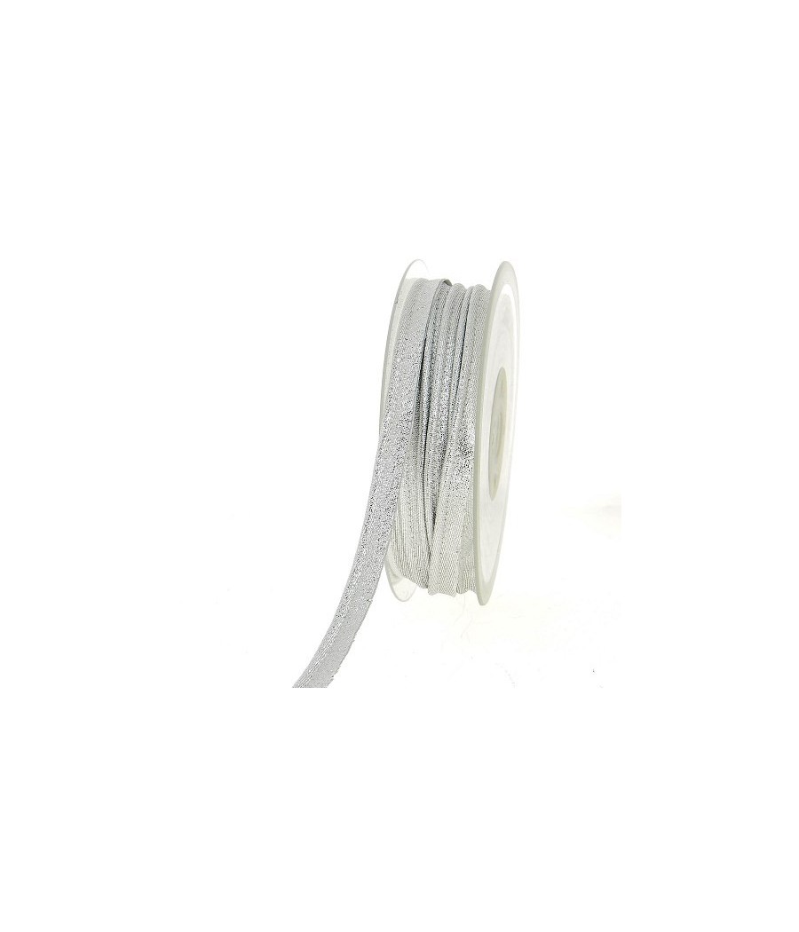 Passepoil - lurex argent 10mm - BOBINE de 25 mètres