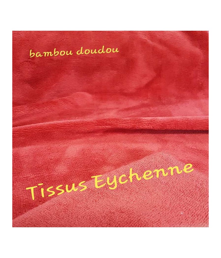 Tissu éponge BAMBOU doudou - Oekotex - Rouge Hermès