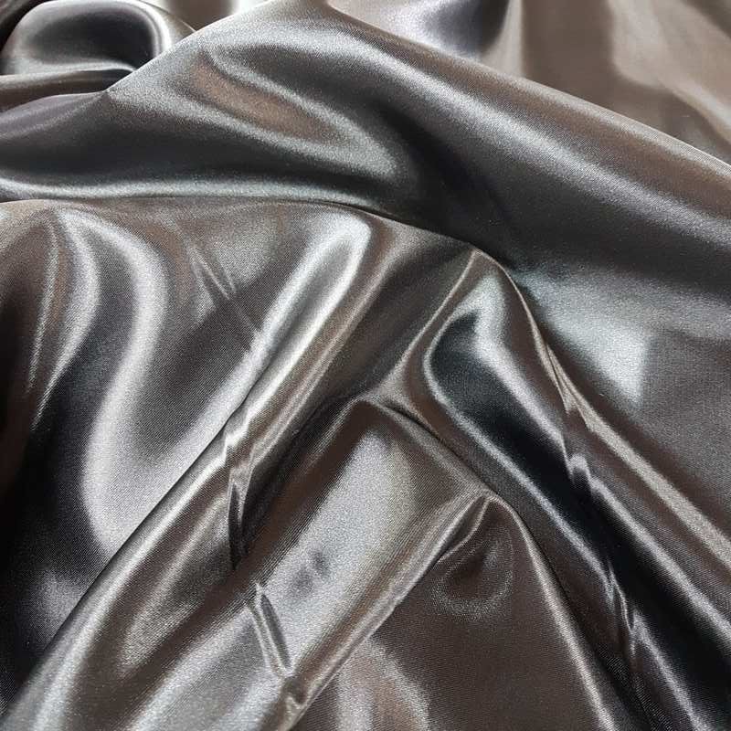 Tissu Satin uni de couleur noir brillant - AM-1-Sat-uni-noir