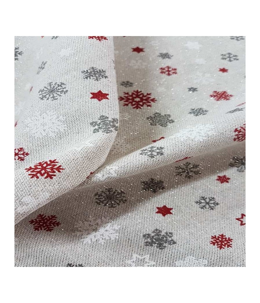 Disponible en Magasin à Launaguet - Tissu demi natté - Noel - FROSTY - lurex argent